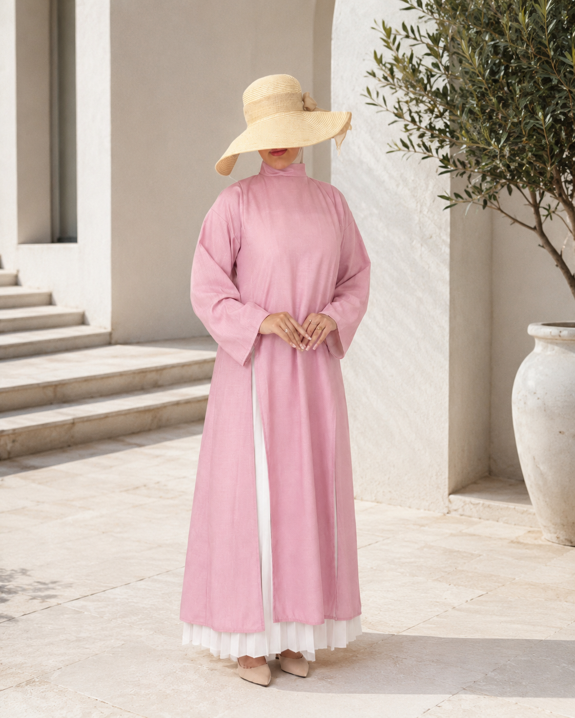Liquette TAHARA 100% Lin — Rose poudré